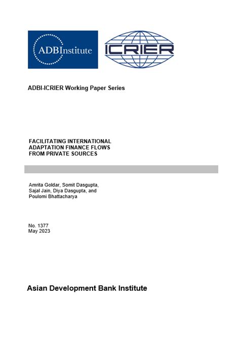 Facilitating International Adaptation Finance Flows from Private ...