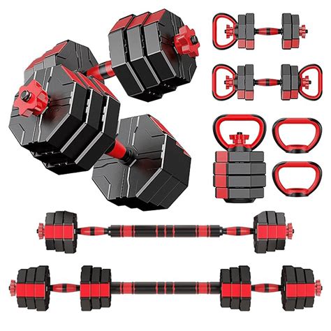 BESTSLE 44 lbs. 4-in-1 Adjustable Dumbbell, Barbell, Kettlebell Set for ...