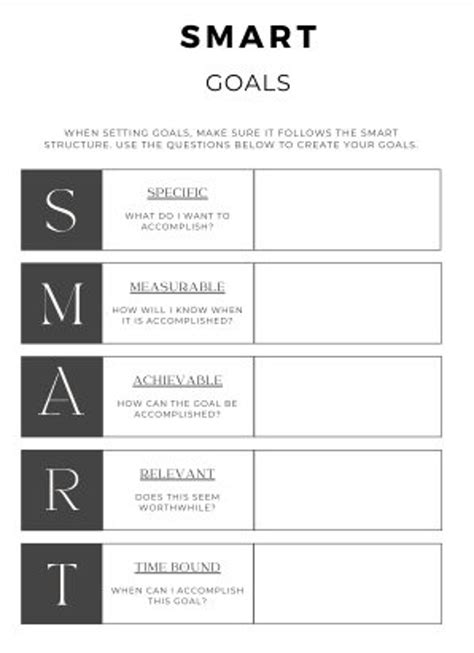 SMART Goals Printable Pdf Sheet - Etsy