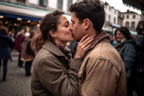 Premium AI Image | A couple sharing a loving moment in public