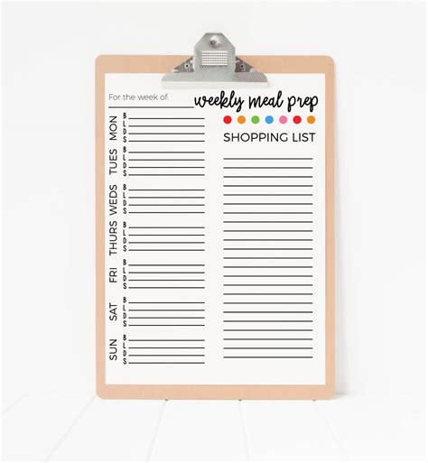 Weekly Meal Plan Template