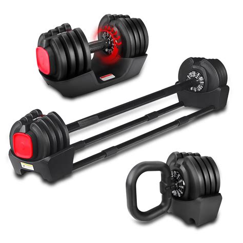3in1 Adjustable Dumbbell/Kettlebell/Barbell Set (2-43lbs) - Elevate ...