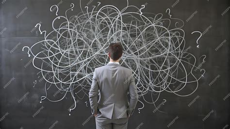 Man Contemplating a Complex Problem on a Blackboard | Premium AI-generated image