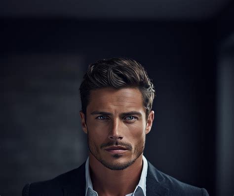 Premium AI Image | Handsome man with a nice hairstyle on a dark ...