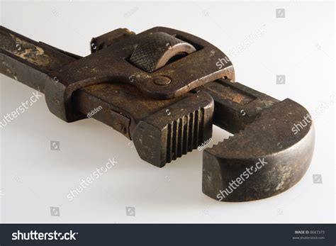 Old Vintage Wood Handle Pipe Adjustable Wrench Stock Photo 8667373 ...