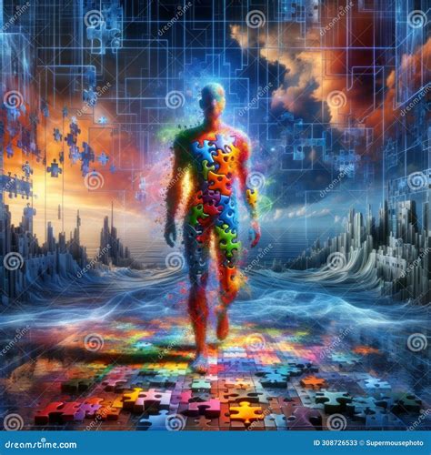 Solving the Enigma: a Person Atop the World with a Crucial Puzzle Piece in Hand Stock ...