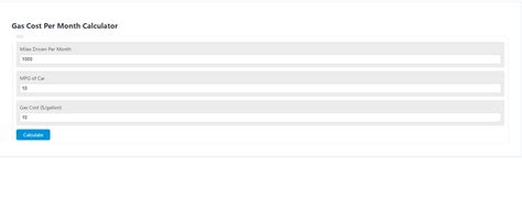 Gas Cost Per Month Calculator - Calculator Academy