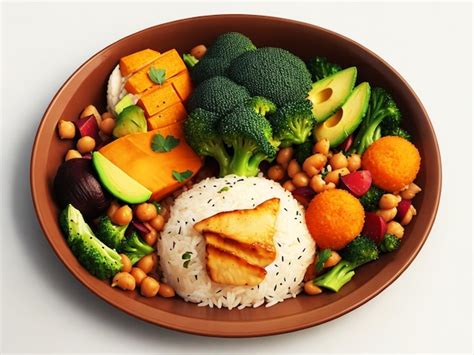 Premium AI Image | Healthy food plate with mixed vegetables and meat salad