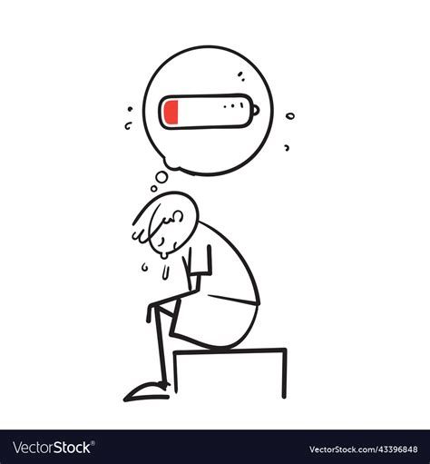 Hand drawn doodle tired fatigue person with low Vector Image