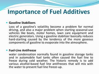 What additive prevents ethanol fuel degradation in storage?