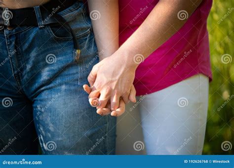 Romantic Closeup Shot of the Hands of a Couple Holding Each Other ...