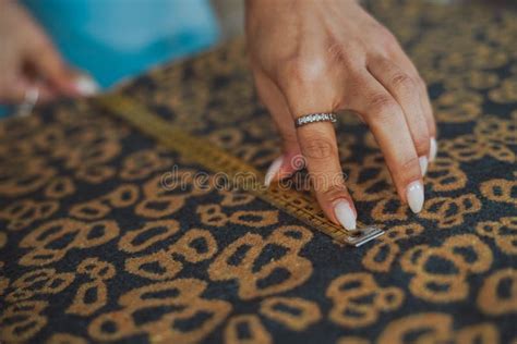 Tailor Woman Hands Working on Fabric Stock Image - Image of machine ...