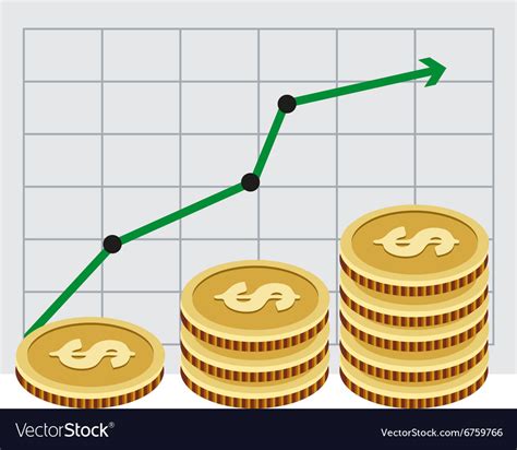 Investing money growth graph Royalty Free Vector Image