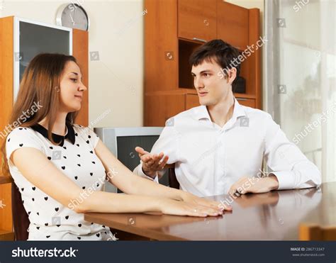 Casual Young Couple Having Serious Talking Stock Photo 286713347 ...