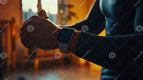 Athlete Checks Their Smartwatch To Track Fitness Metrics while Engaged ...