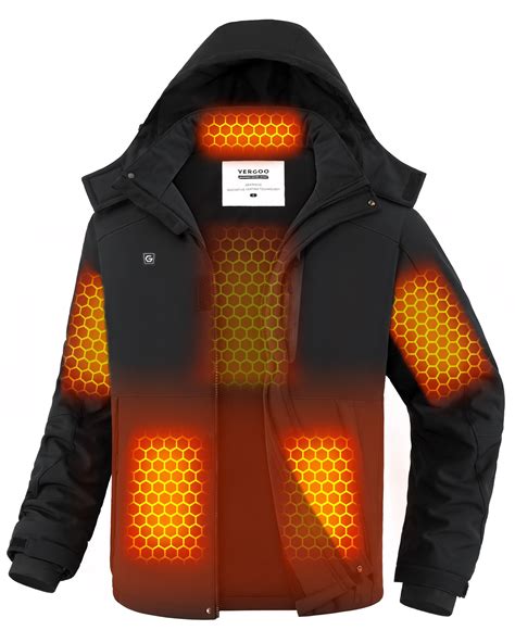 VERGOO Graphene Mens Heated Jackets with Battery Pack Included Winter Waterproof Electric Self ...