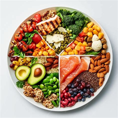 Healthy Balanced Diet Plate Featuring Fresh Organic Vegetables Fruits ...