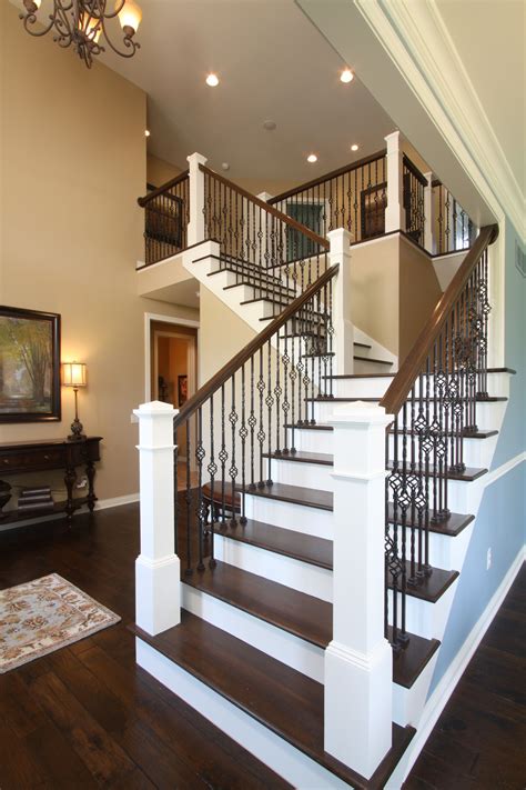 Open railing stairs with wrought iron balusters avbinc.com | House ...