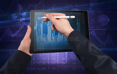 Hand Using Tablet and Checking Financial Report Concept Stock Image ...
