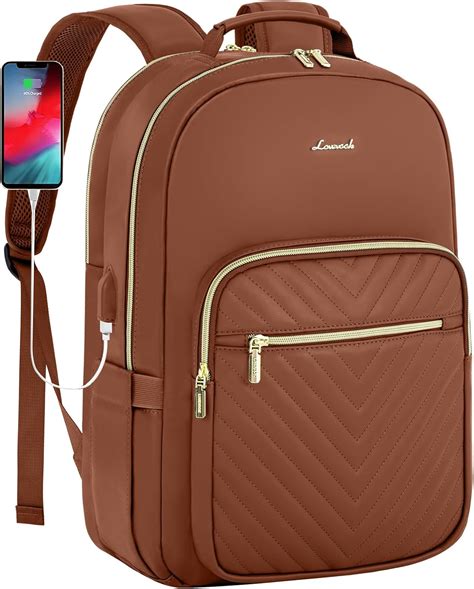 LOVEVOOK Leather Backpacks for Women,15.6 inch Leather Laptop Backpack ...