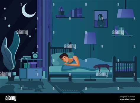 Young man resting in bed Stock Vector Images - Alamy