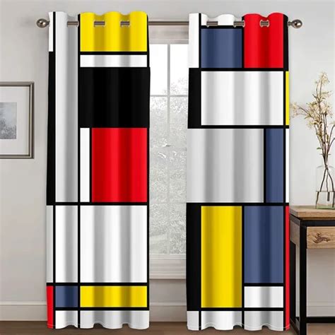 Cheap Abstract Geometric Red Modern Window Curtains For Living Room ...