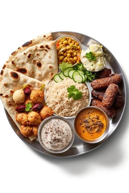 Premium AI Image | Diverse Plate of Indian and Middle Eastern Food