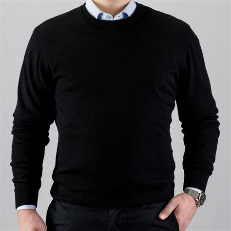 Crew neck merino wool sweater, black | Tailor Store®