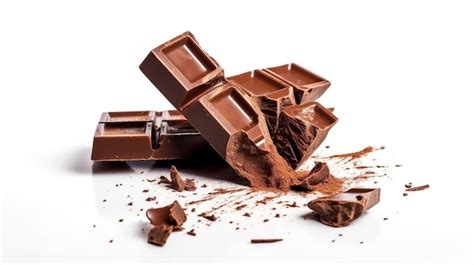 Premium AI Image | Chocolate broken into pieces on a white background