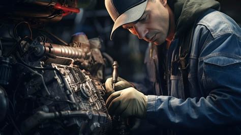 Premium Photo | A photo of a mechanic inspecting an engine