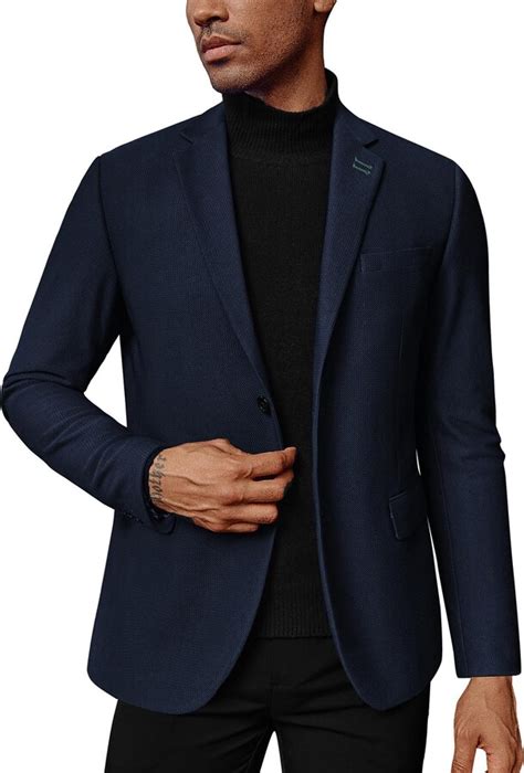 PaulJones Mens Business Smart Casual Blazers Two Button Blazer Jacket ...
