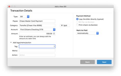 Can I setup an automatic transfer of funds from my checking/savings to my credit cards? — Quicken