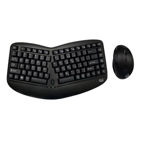 Adesso Wireless 87-Key Ergonomic Keyboard &amp; Optical Vertical Mouse ...