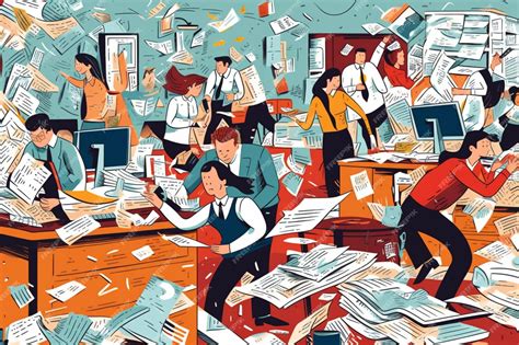 Premium Photo | Illustration of a busy office with many people working ...