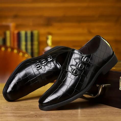 Mens Triple Monk Strap Slip On Loafers Formal Business Casual ...