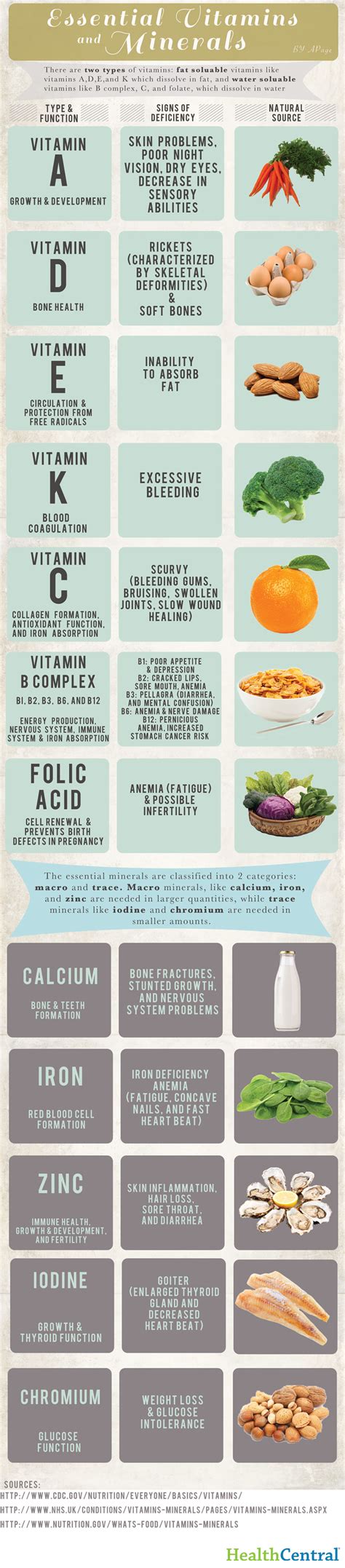 Essential Vitamins And Minerals Map Infographic