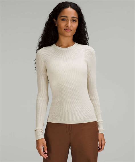 Lululemon Merino Wool Long Sleeve Light Sweater - Natural Ivory - lulu ...