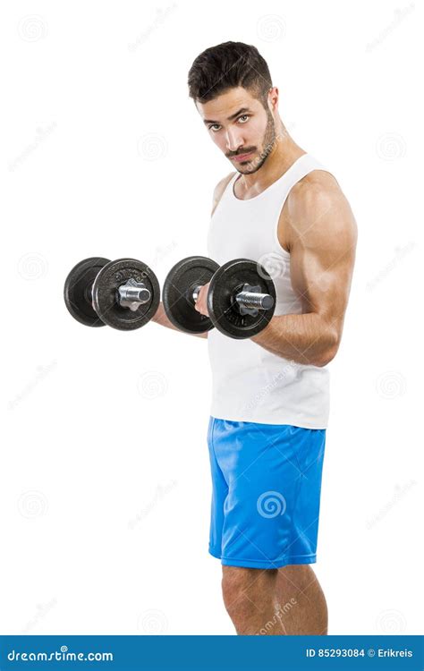 Athletic Man Lifting Weights Stock Photo - Image of body, determination ...