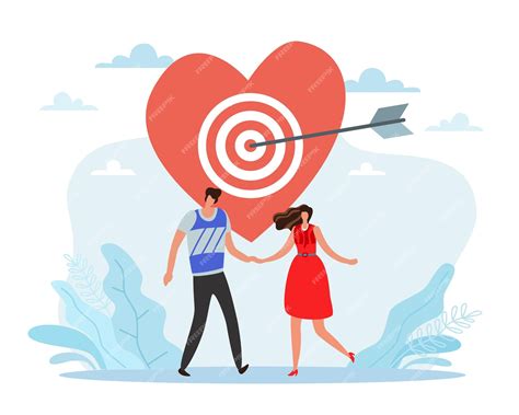 Premium Vector | Achieving goal of relationship success in love happy ...