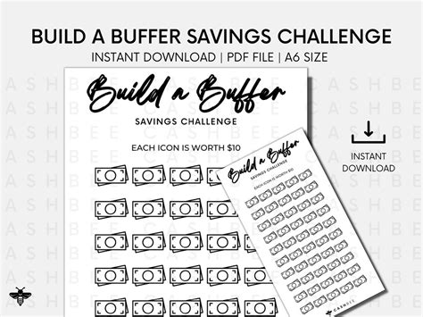 PRINTABLE Build A Buffer Savings Challenge A6 Size Instant Download PDF File - Etsy