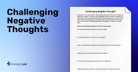 Challenging Negative Thoughts | Worksheet | Therapist Aid