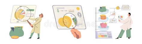 Set of People Analyzing Personal or Corporate Budget. Concept of ...