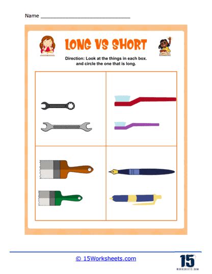 Long vs. Short Worksheets | Measurement - 15 Worksheets.com