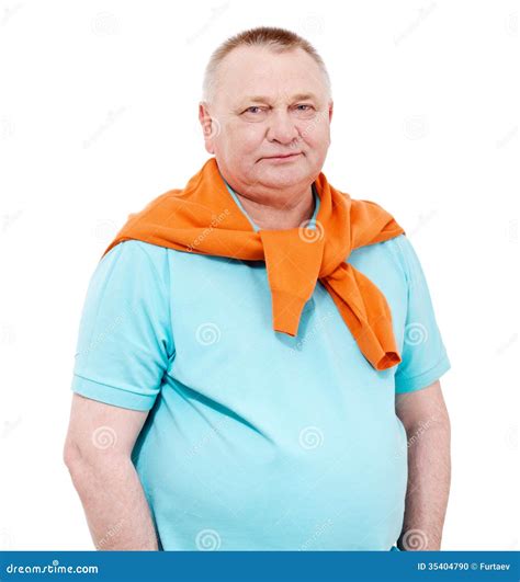 Senior Man with Orange Sweater Over White Stock Photo - Image of europe ...