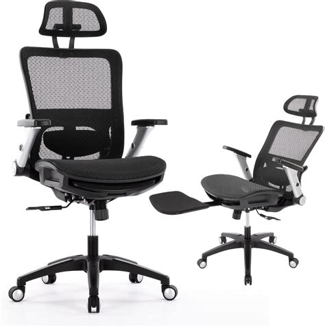 Save 24% • Black Ergonomic Mesh Office Chair with Footrest and ...