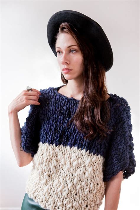 welland merino wool hand knit sweater (shown in color blocked midnight ...