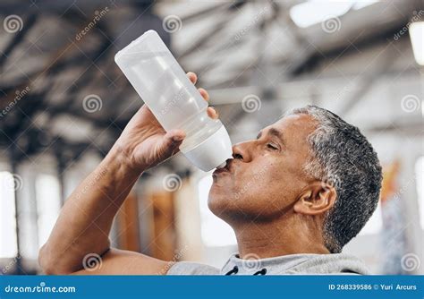 Man, Fitness and Drinking Water Bottle for Hydration after Workout ...