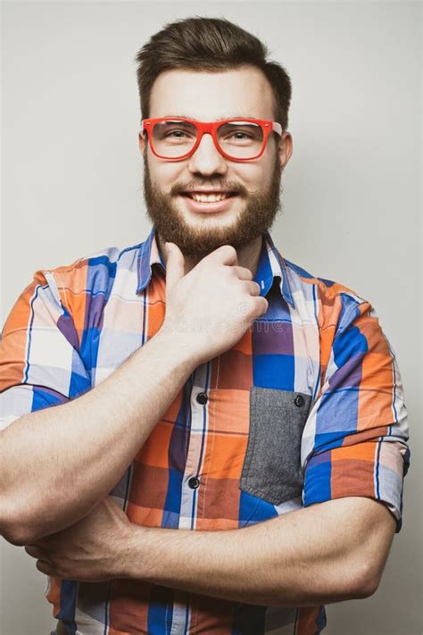 Lifestyle And People Concept: Closeup Of Smiling Man Wearing Eyeglasses ...
