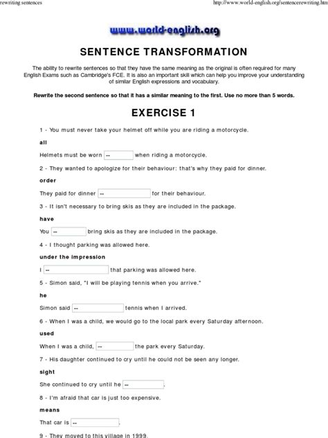 Rewriting Sentences