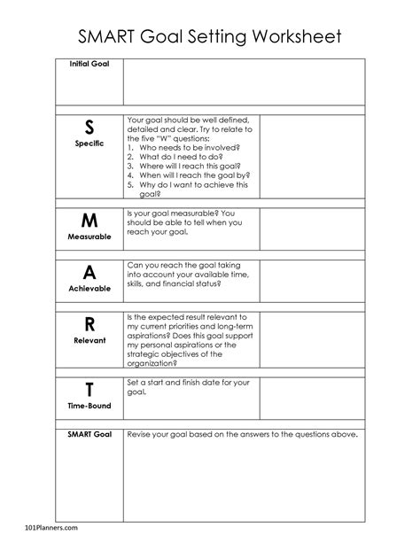 FREE Printable SMART Goals Template PDF or Word - Worksheets Library